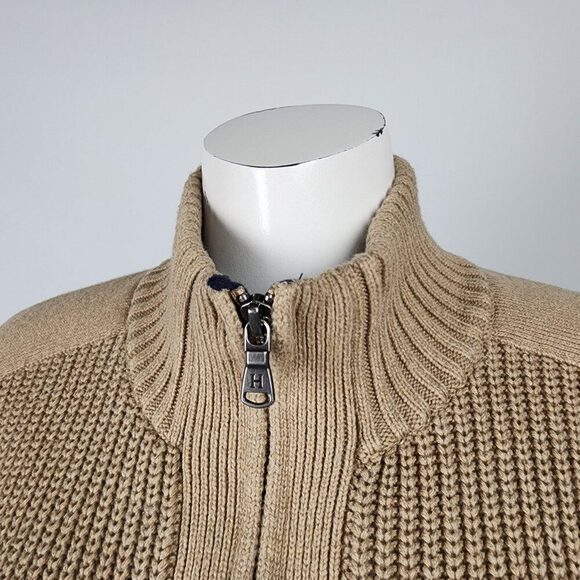 Tommy Hilfiger Brown Cotton Ribbed Knit Zip Up Jacket Size XL - Picture 2 of 9